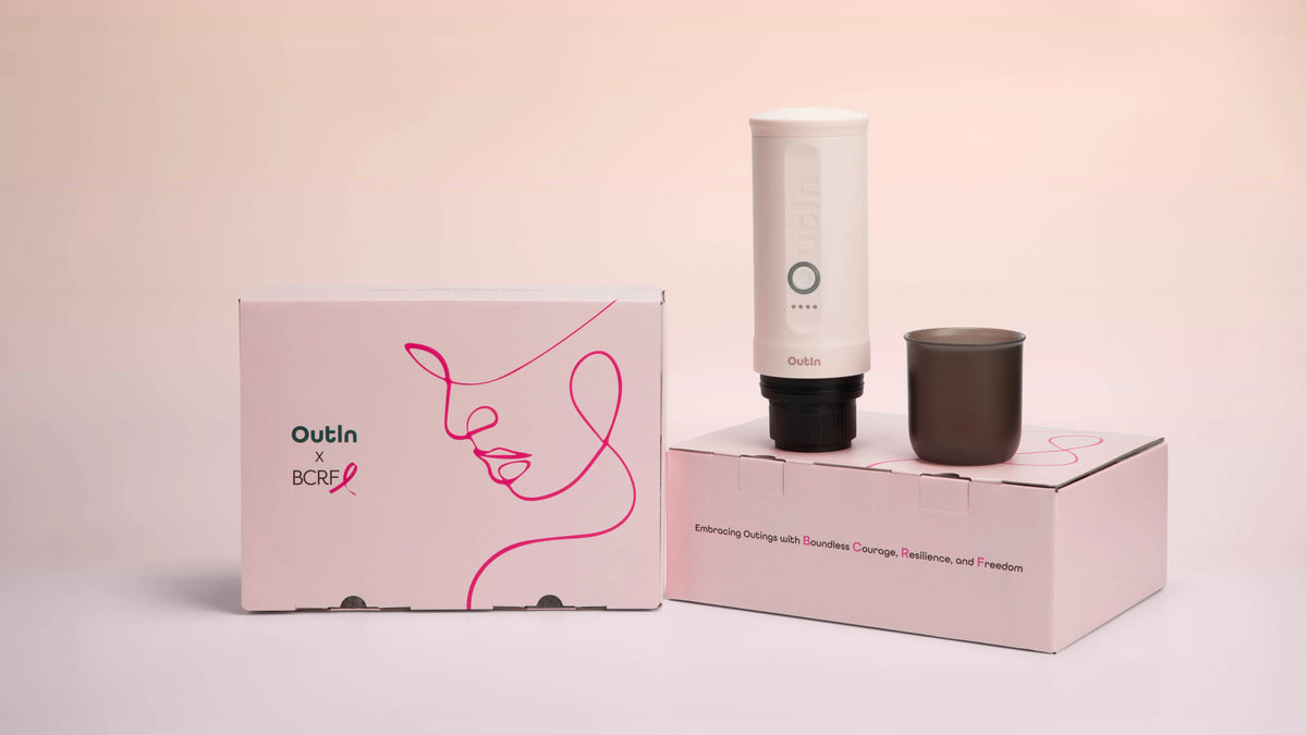 Limitierte Kooperationsedition: OutIn x BCRF Tragbare Espressomaschine