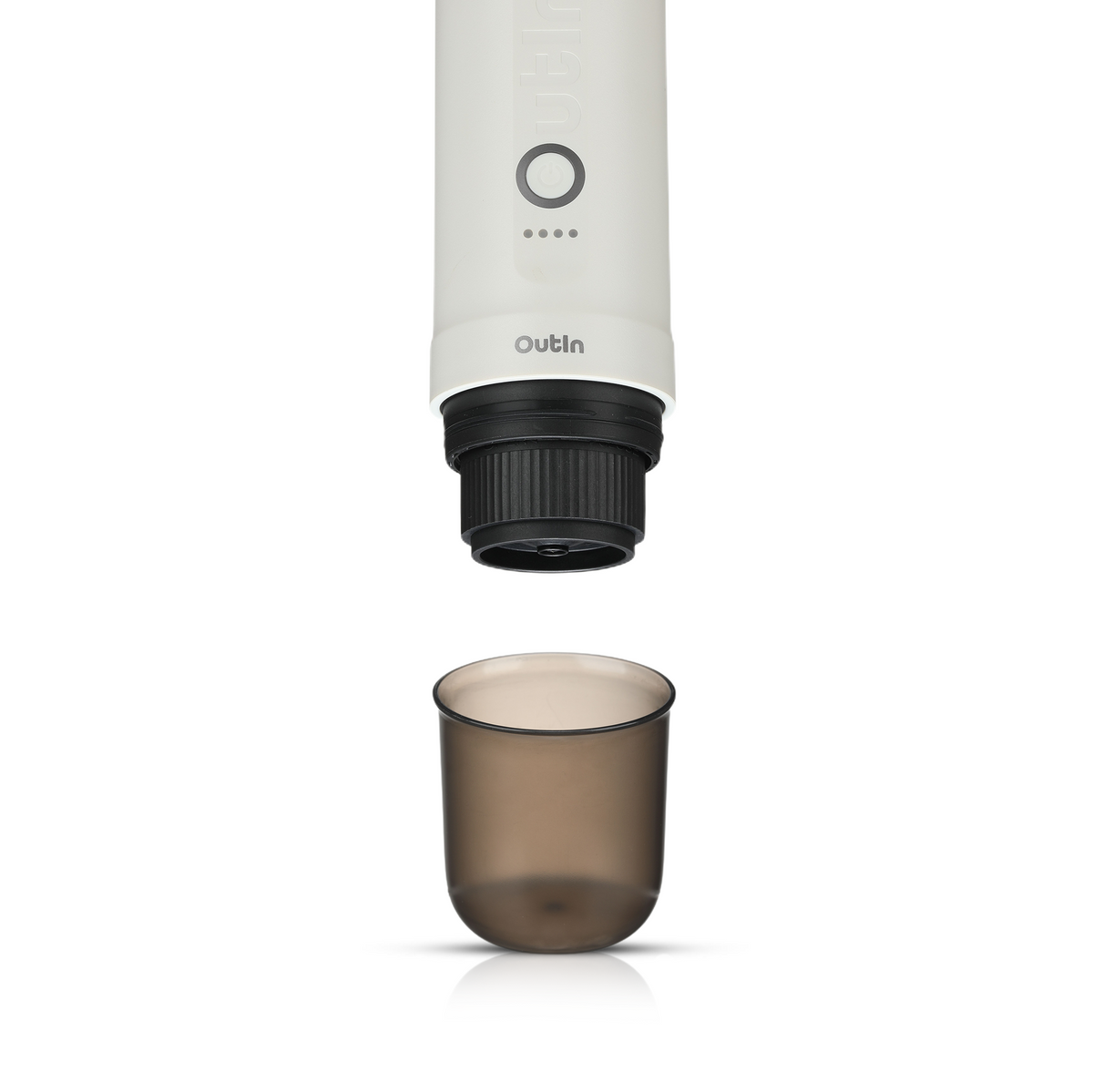 Rauchfarbener Zubehörbecher für Nano Espressomaschine, leicht und BPA-frei.