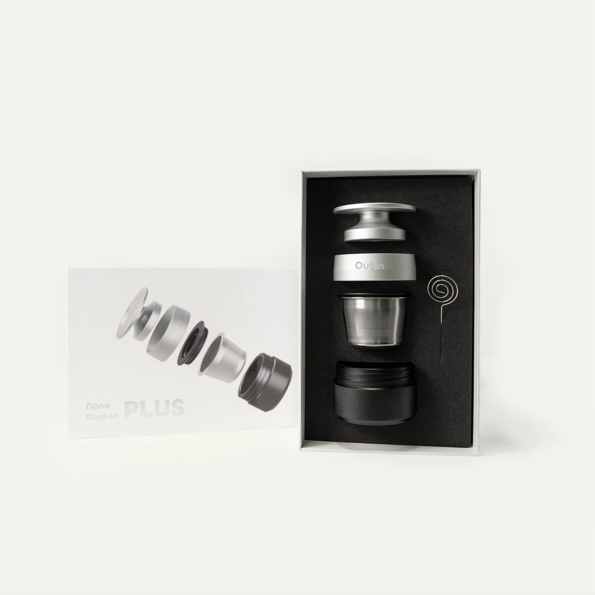 Basket Plus (16-18g) für OutIn Nano Espressomaschine in Geschenkbox, Edelstahl-Zubehör für doppelten Espresso.